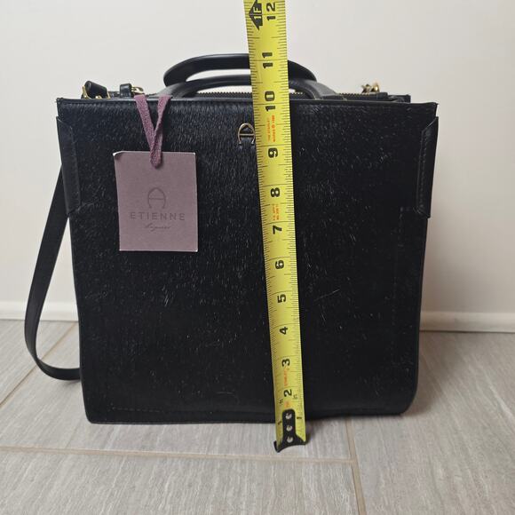Etienne Aigner Cow Hyde and Leather Purse Black NWT  Retails $1200 - Picture 4 of 11
